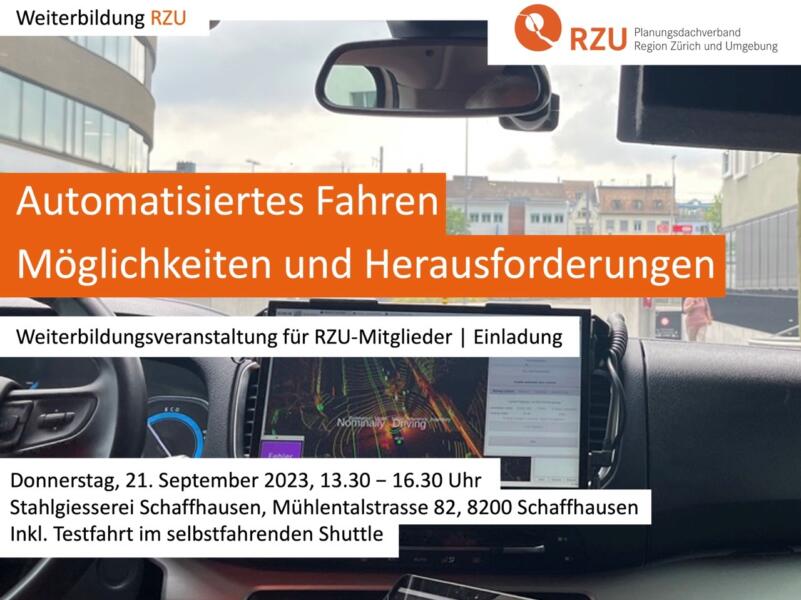 Noch Plätze frei: RZU-Weiterbildung zum automatisierten Fahren am 21.09.2023 inklusive Testfahrt im selbstfahrenden Shuttle – Anmeldung bis 14.09.2023